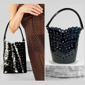 Neiman‎ Marcus Laser Cut Vegan Leather Bucket Bag